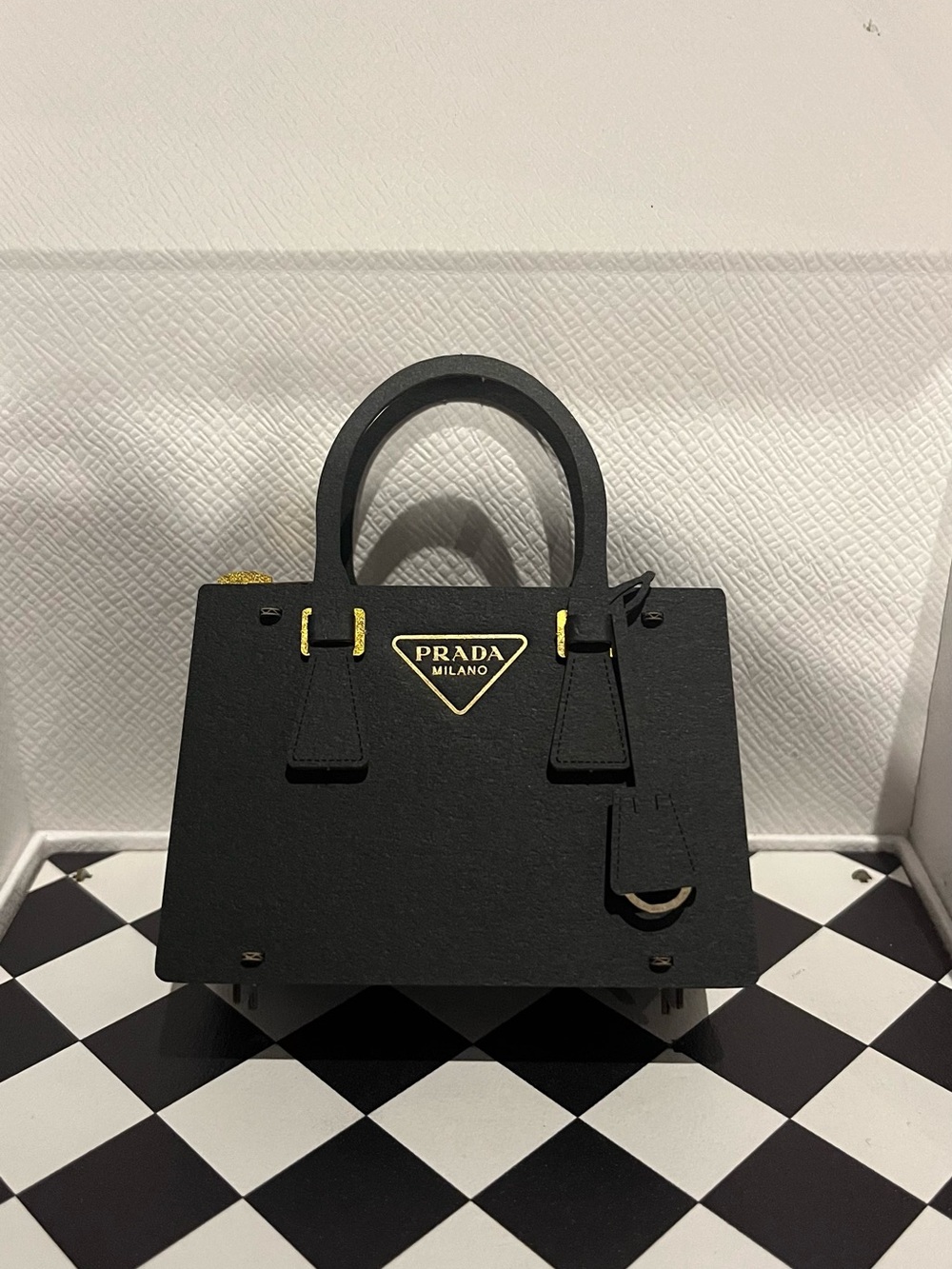 Prada Black Mini Tote with Gold Accents Paper Pop-Up Collectible